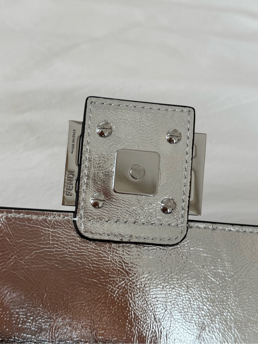 Vintage Fendi Baguette Metallic Silver Embossed Shoulder Bag - Picture 4 of 11